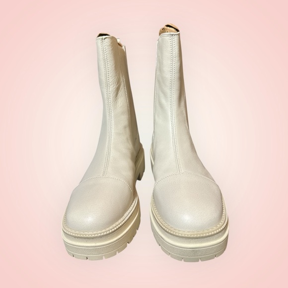 Sam Edelman Wellington Ivory Leather Lug-Sole Chelsea Boots 8.5W Water-Repellent - Picture 7 of 9
